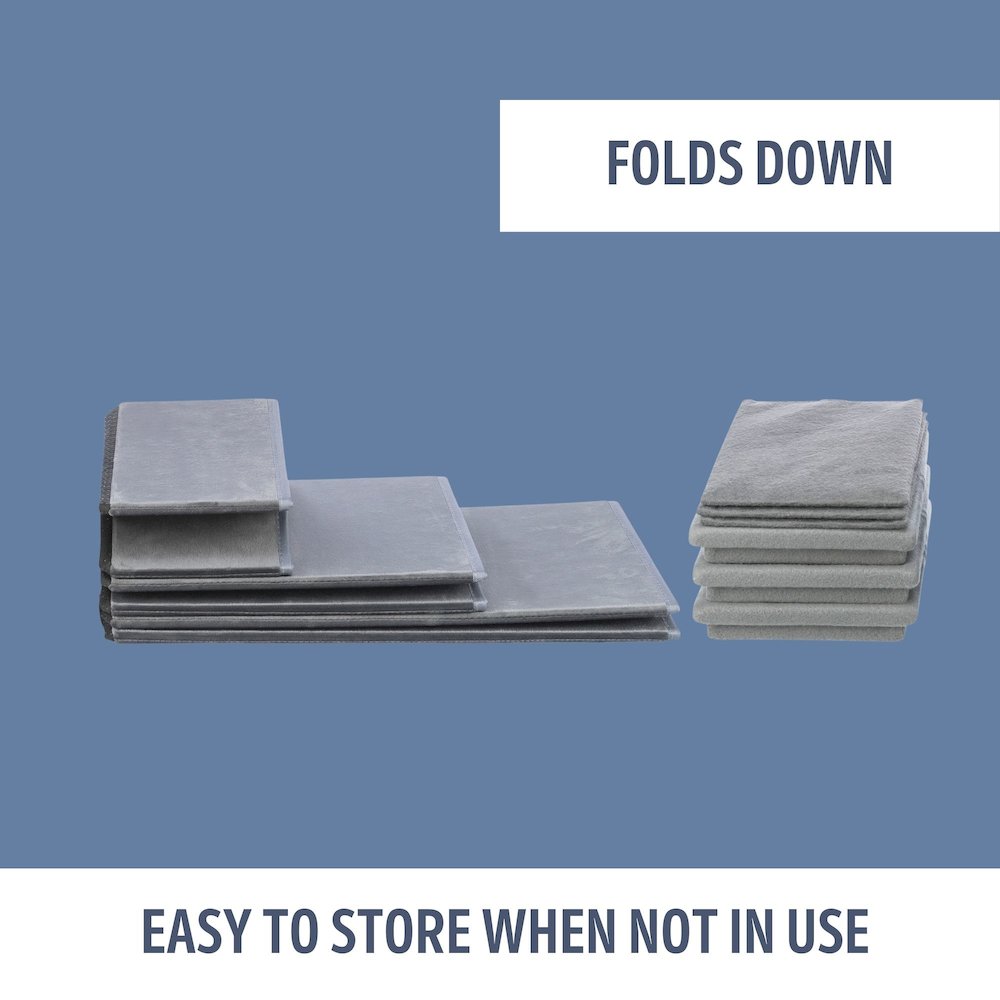 4-Step Foldable Velour Pet Stairs with Storage, Gray. Picture 7