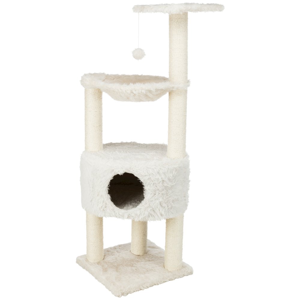 Baza Plush & Jute 52" Cat Tower Scratching Posts Condo Perch Hammock Cat Toy. Picture 1