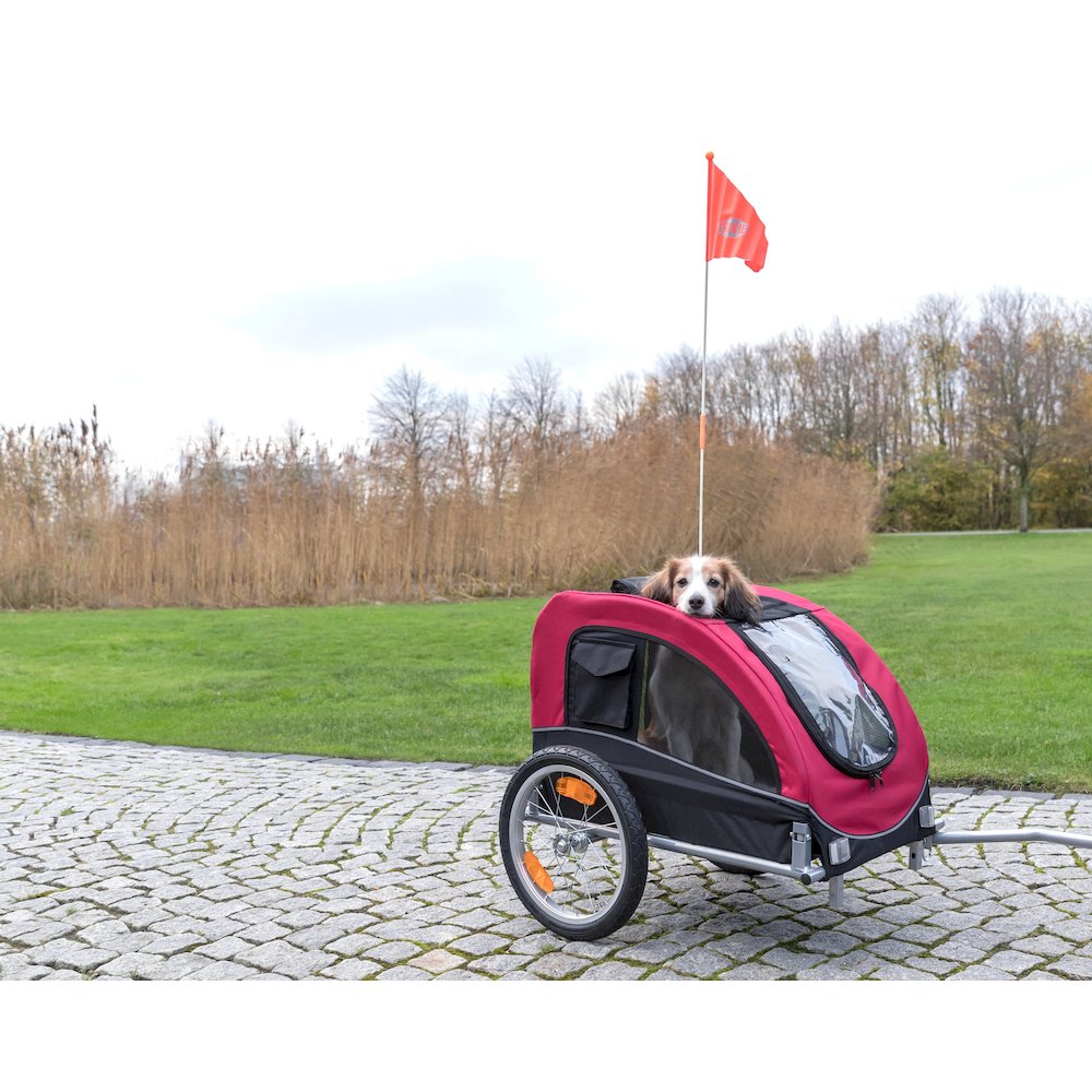 Foldable 2-in-1 Bicycle Trailer for Medium Dogs with Windows, Black & Red. Picture 2