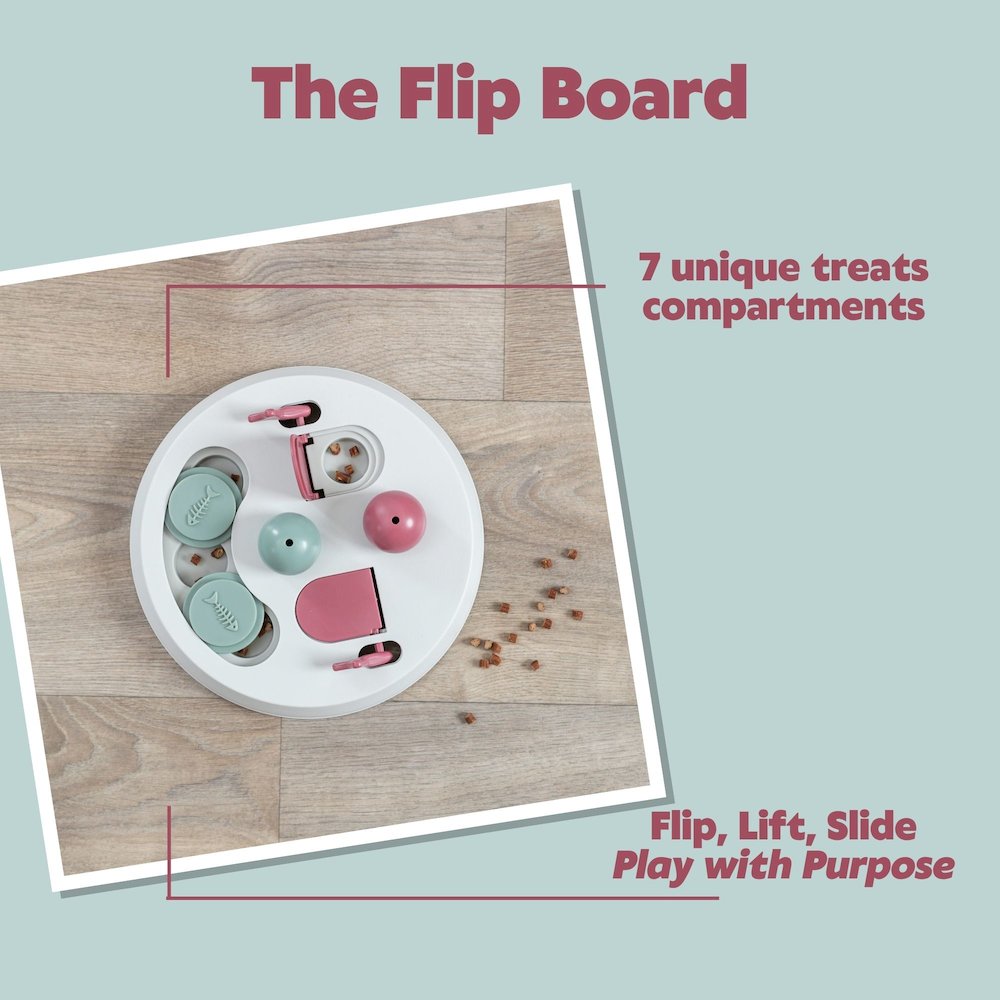 Flip Board Strategy Game for Cats, Puzzle Toy, Treat Dispenser, Interactive Play. Picture 6