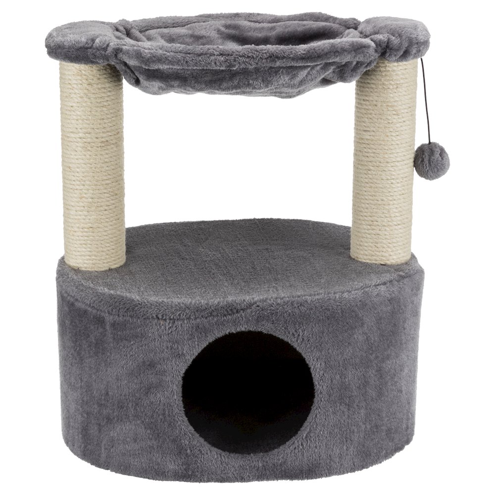 Baza Grande Plush & Sisal 24" Cat Tree, Cat Condo and Hammock, Cat Toy, Gray. Picture 1