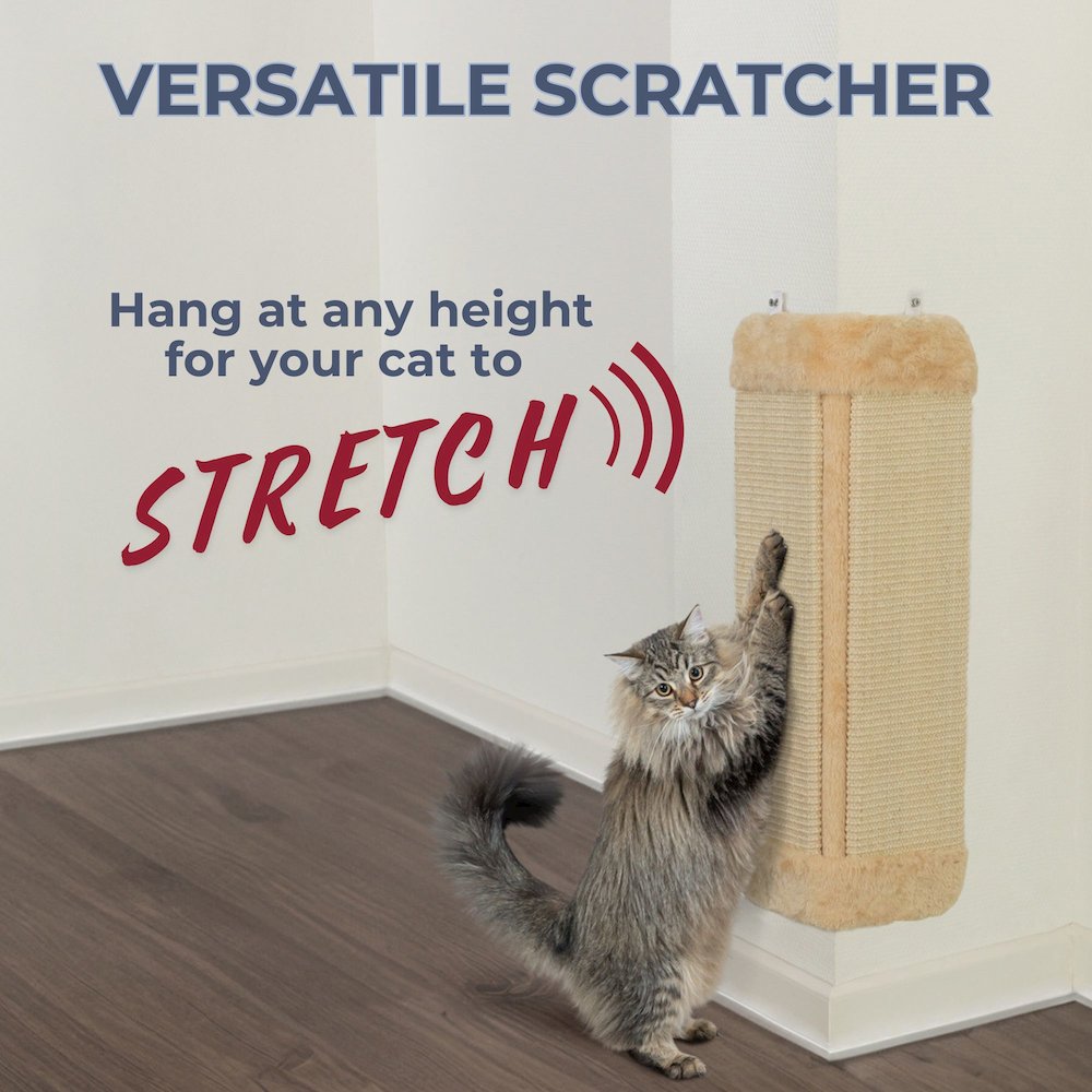 Wall Mount Sisal Scratching Board for Corners, Vertical Cat Scratcher, Beige. Picture 2