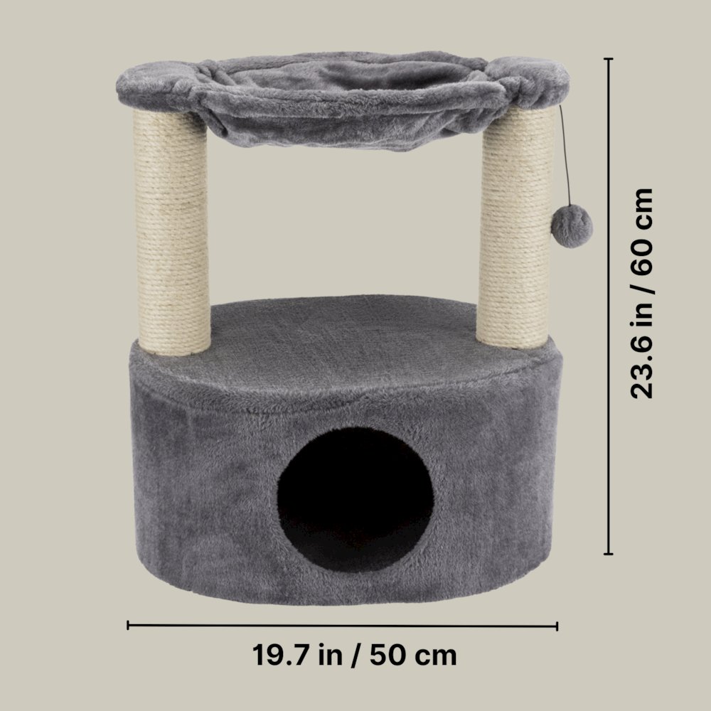 Baza Grande Plush & Sisal 24" Cat Tree, Cat Condo and Hammock, Cat Toy, Gray. Picture 5
