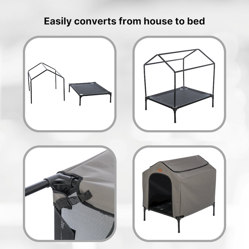 2-in-1 Elevated Portable Dog House or Dog Cot & Tent for Medium-Large Dogs. Picture 6
