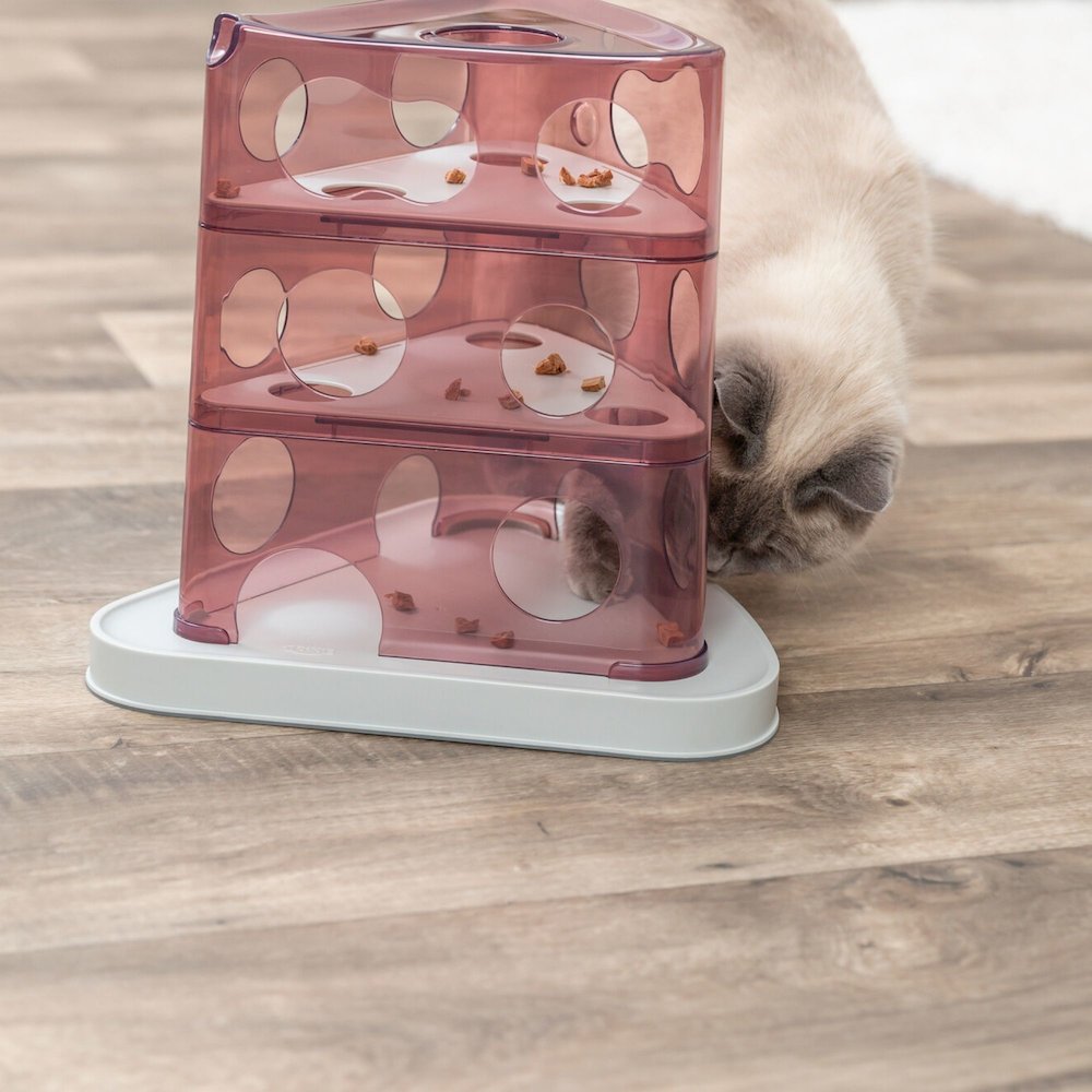 Cheese Tower Strategy Game for Cats, Puzzle Toy, Treat Dispenser. Picture 2