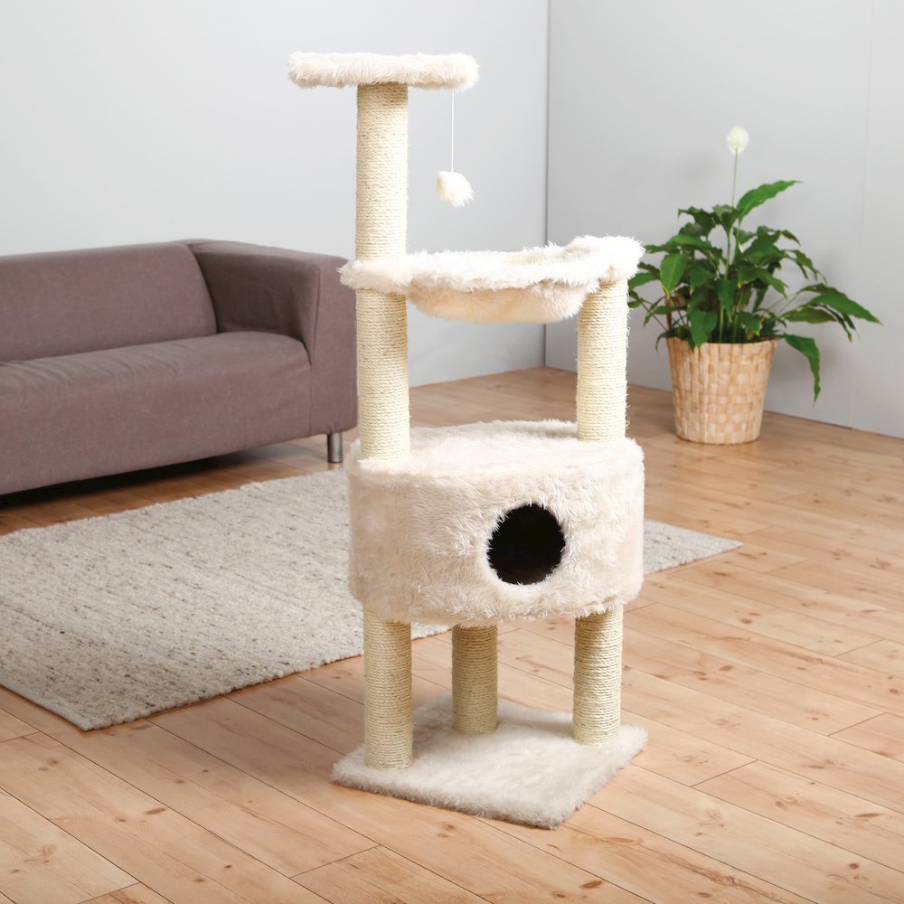 Baza Plush & Jute 52" Cat Tower Scratching Posts Condo Perch Hammock Cat Toy. Picture 3