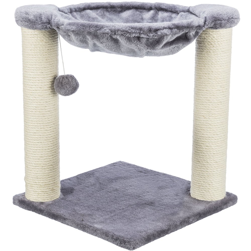 Baza Jute 19.7" Cat Scratching Posts with Hammock & Hanging Cat Toy, Gray. Picture 1