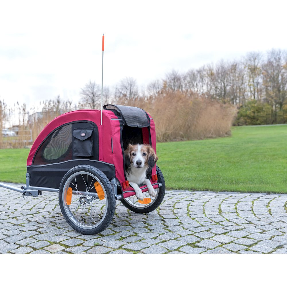 Foldable 2-in-1 Bicycle Trailer for Medium Dogs with Windows, Black & Red. Picture 3