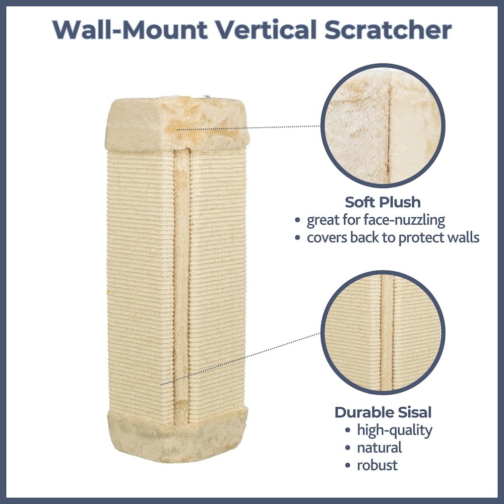 Wall Mount Sisal Scratching Board for Corners, Vertical Cat Scratcher, Beige. Picture 4