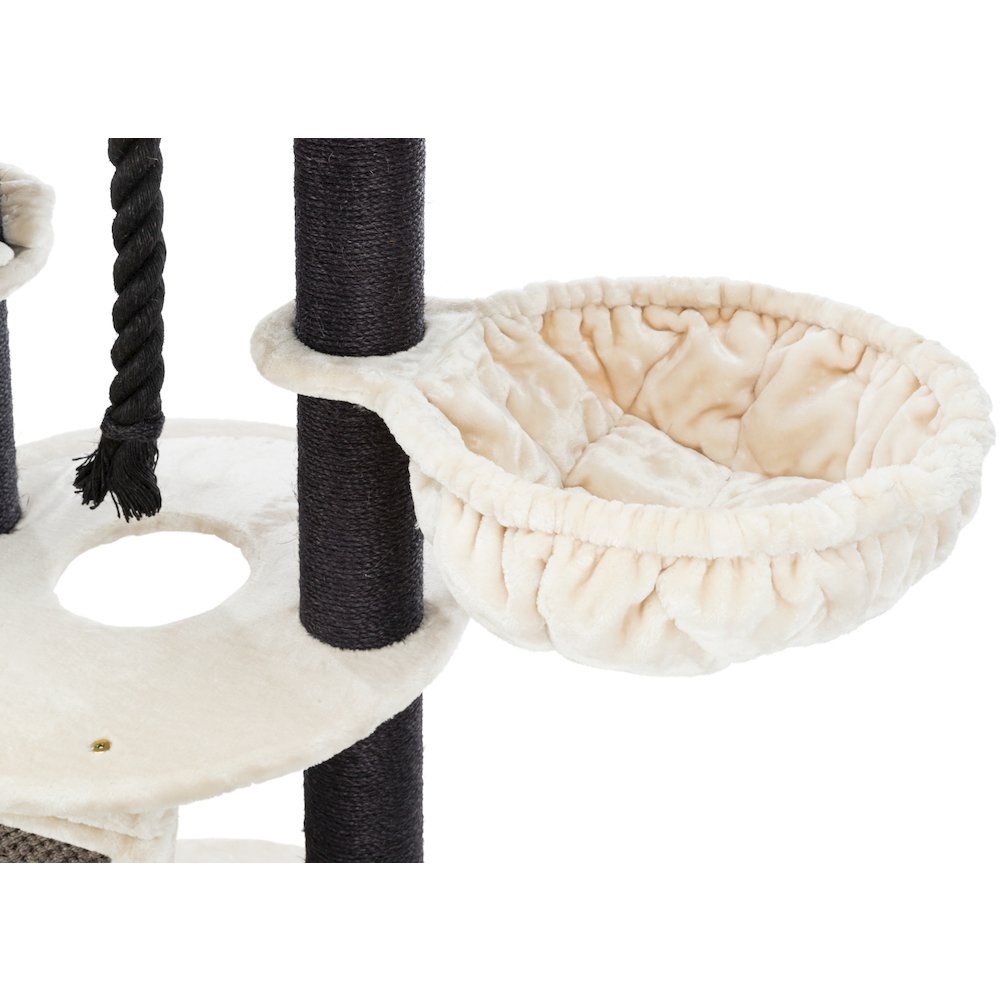 Bovina Plush & Sisal 3-Level 55.5" Cat Tree, Scratching Posts & Hammock, Black. Picture 7
