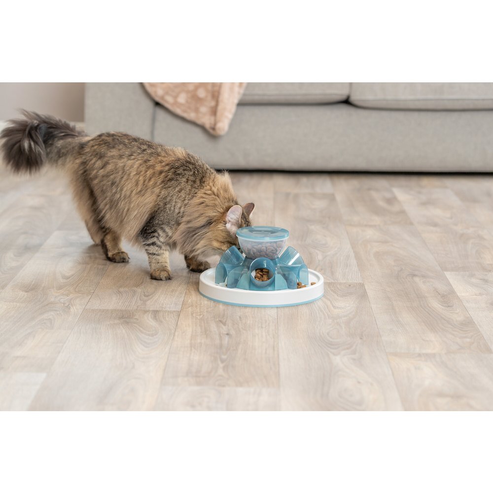Tunnel Slow Feeder for Cats, Interactive Cat Toy, Pet Food Dispenser, Blue. Picture 2