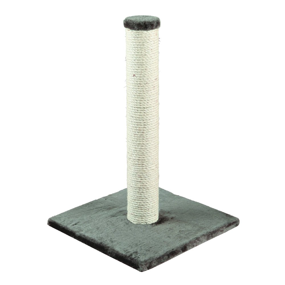 Parla Sisal 24.5" Cat Scratching Post with Plush Base, Gray. Picture 1