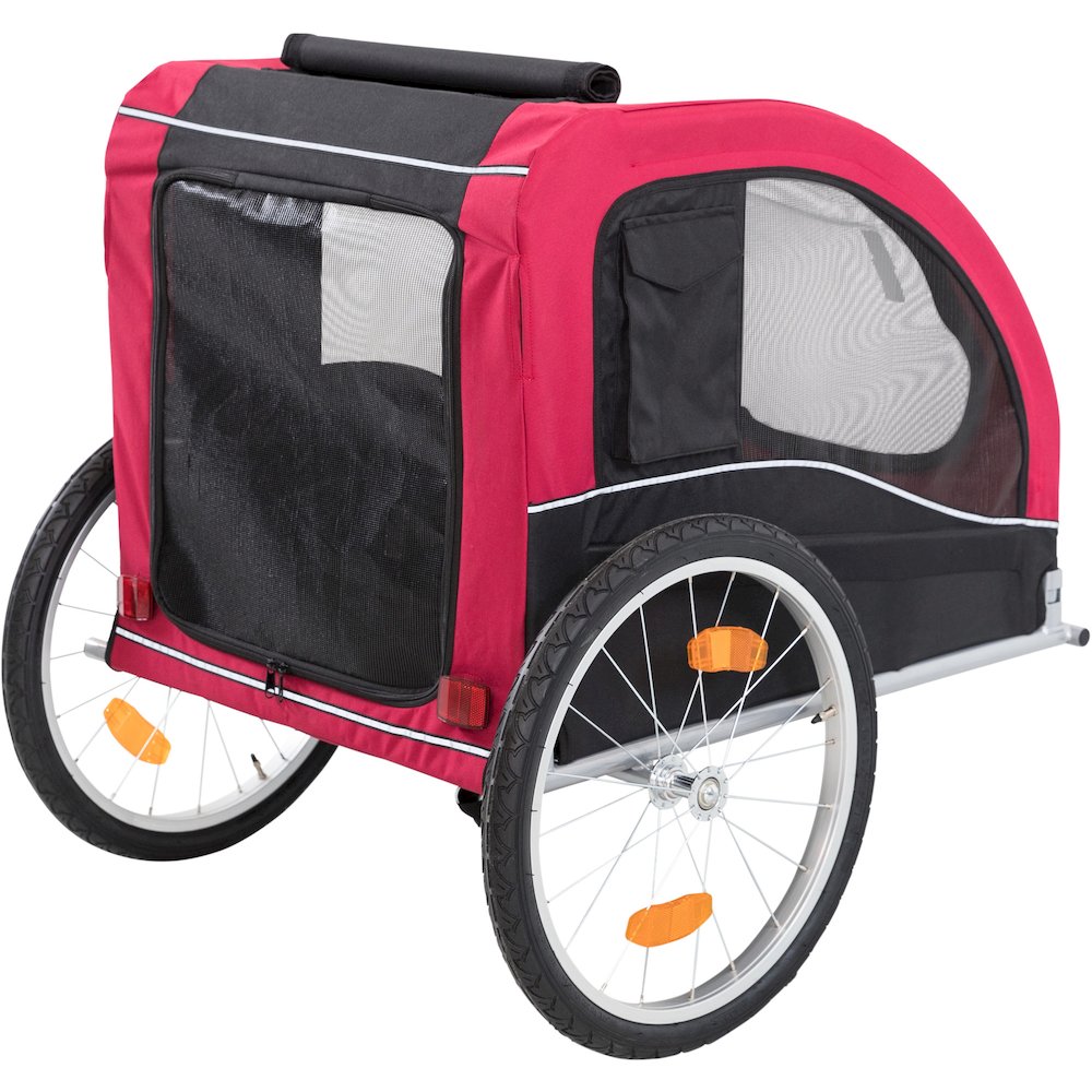 Foldable 2-in-1 Bicycle Trailer for Medium Dogs with Windows, Black & Red. Picture 4