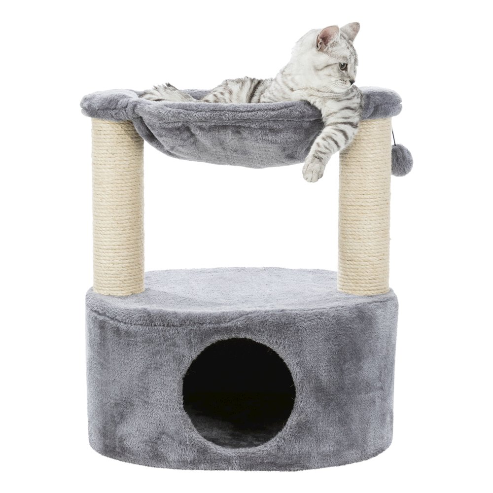Baza Grande Plush & Sisal 24" Cat Tree, Cat Condo and Hammock, Cat Toy, Gray. Picture 3