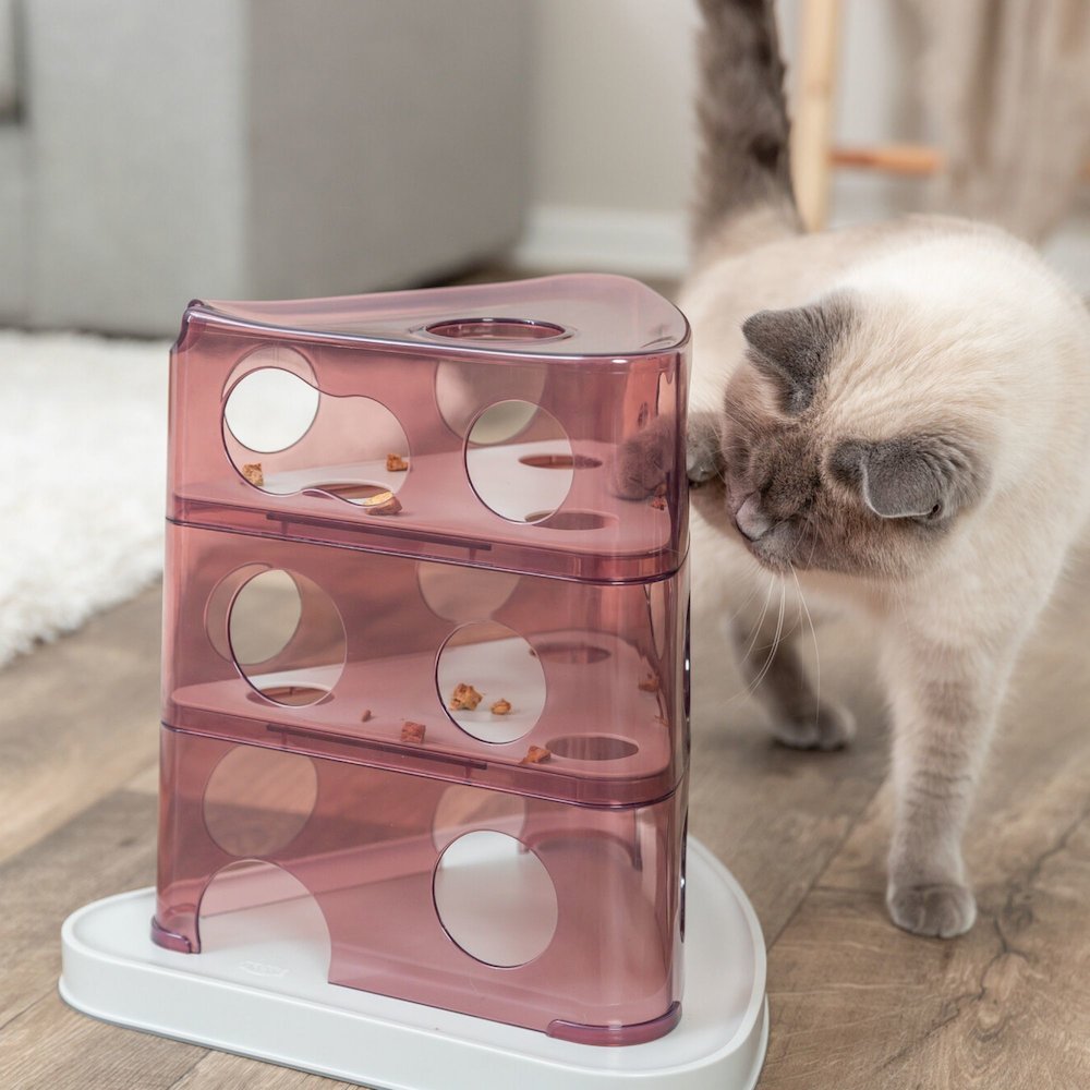 Cheese Tower Strategy Game for Cats, Puzzle Toy, Treat Dispenser. Picture 3