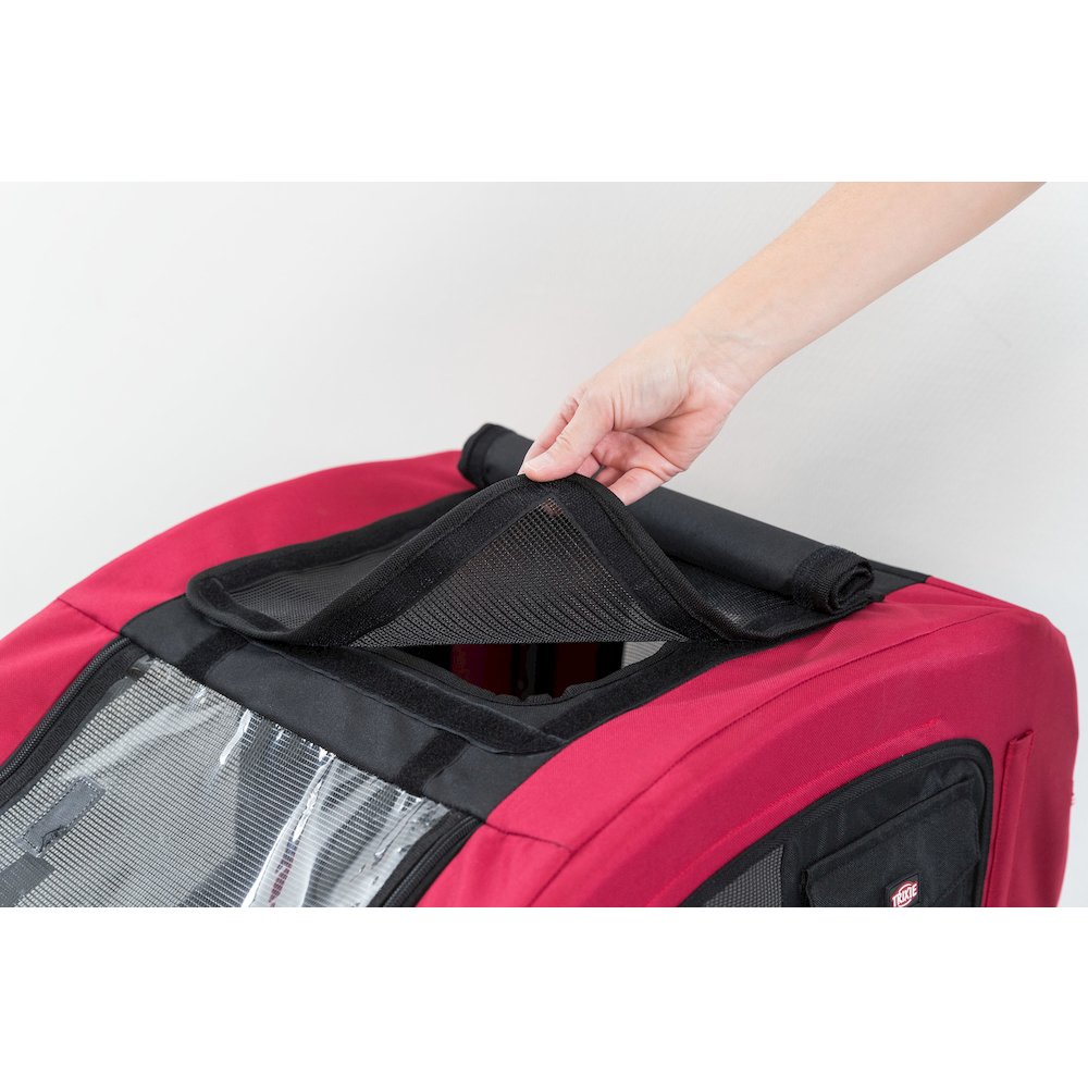 Foldable 2-in-1 Bicycle Trailer for Medium Dogs with Windows, Black & Red. Picture 7