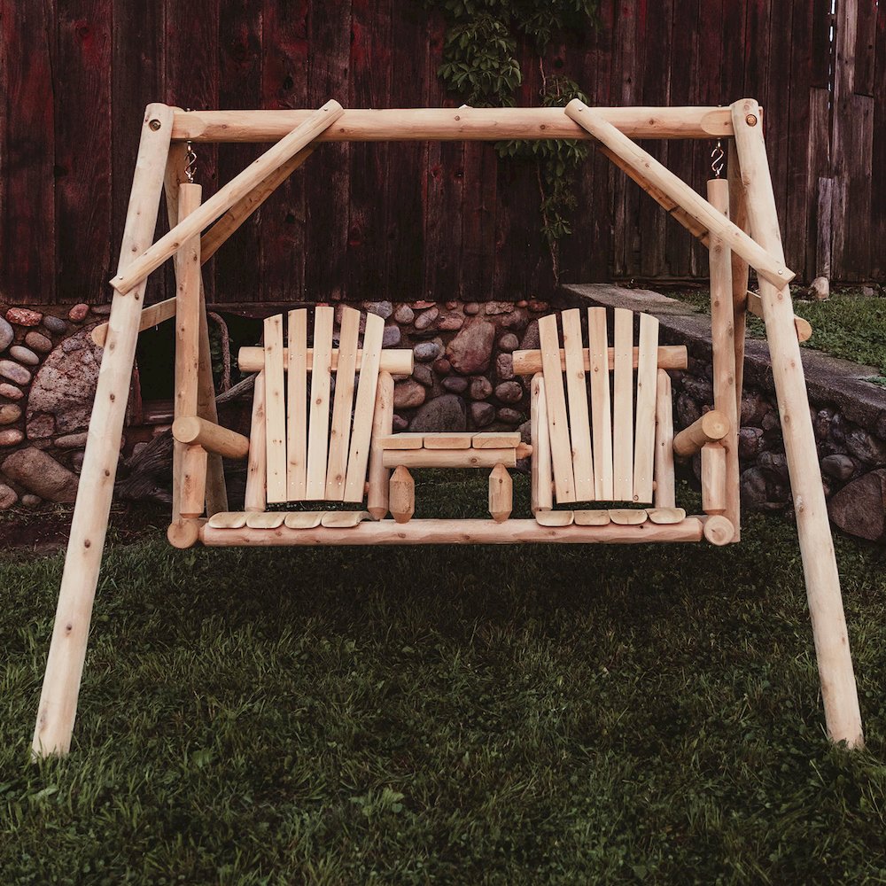 Cedar Log Tete-A-Tete Yard Swing. Picture 3