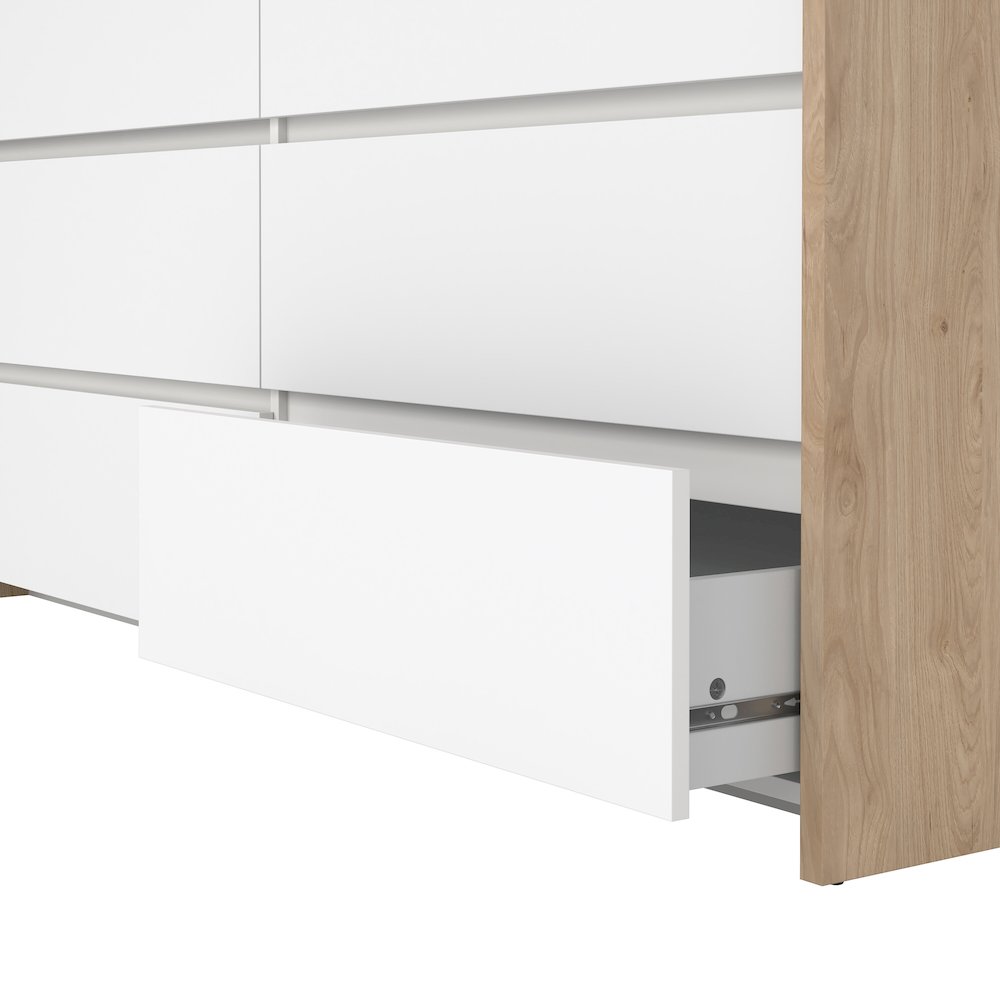 Next 6 Drawer Double Dresser, Jackson Hickory/White High Gloss. Picture 9
