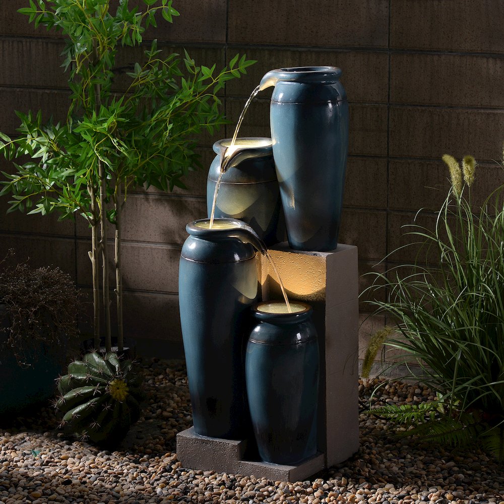 39" H Multi-Tiered Lighted Jug Water Fountain Indoor/Outdoor Use. Picture 3
