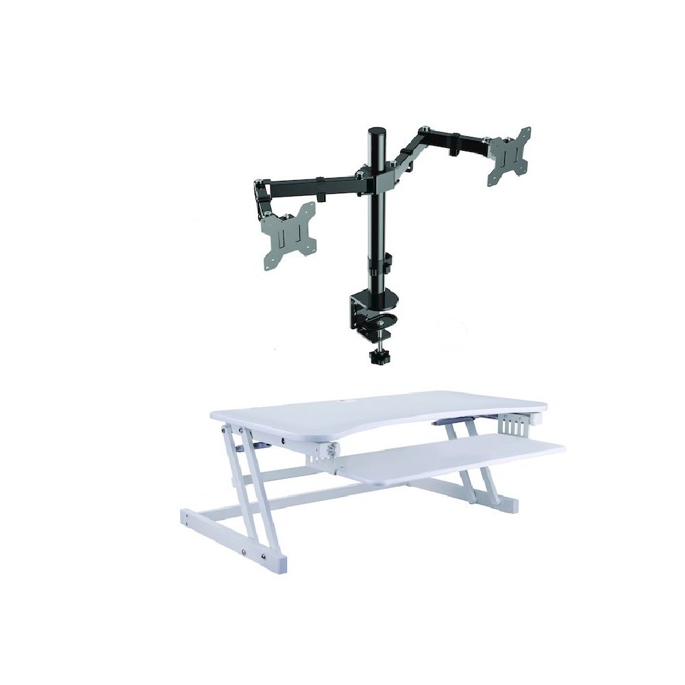 37.5" Height Adjustable Standing Desk Converter with Dual Monitor Mount. Picture 2