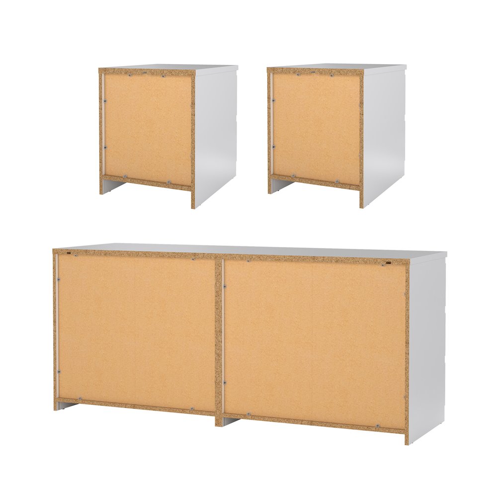 3-Piece Bedroom Set - 6 Drawer Double Dresser And Nightstand Set Of 2. Picture 5