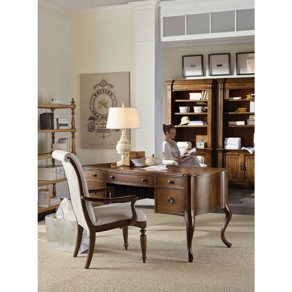 Hooker Furniture Archivist Upholstered Armless Dining Chair in Pecan. Picture 8