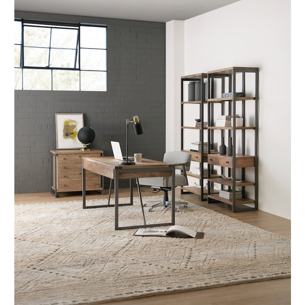 Hooker Furniture Writing Desk in Medium Wood and Gray. Picture 4