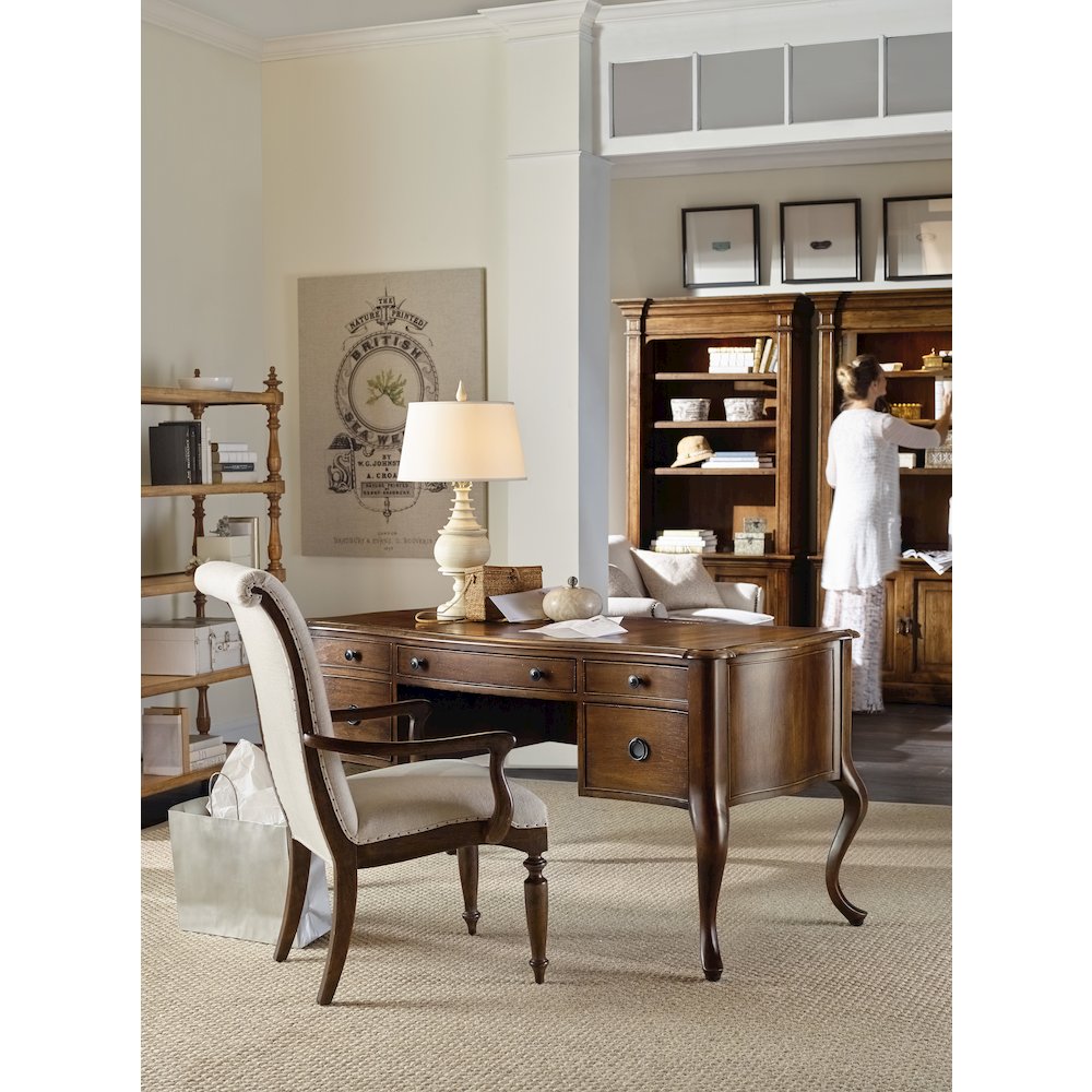 Hooker Furniture Archivist Upholstered Armless Dining Chair in Pecan. Picture 9