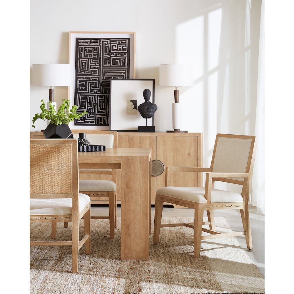 Retreat Cane Back Fabric Upholstered Arm Chair in Beige by Hooker Furniture. Picture 5