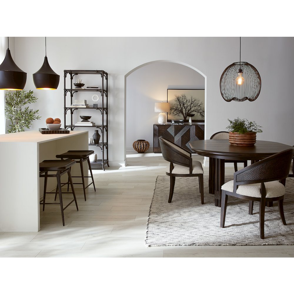 Retreat Cane Barrel Back Fabric Upholstered Chair in Black by Hooker Furniture. Picture 6