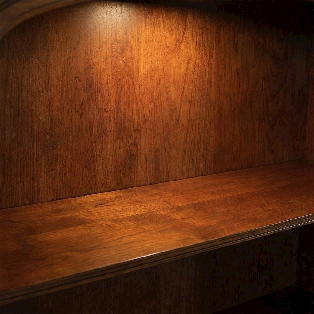 Cherry Veneer Tall Open Bookshelf with Distressed Wood Shelves for Office, Brown. Picture 6