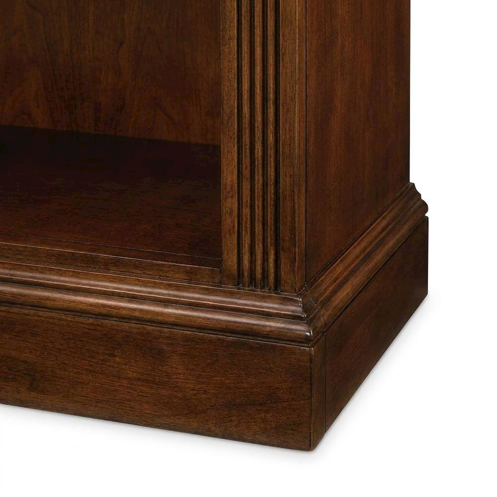 Cherry Veneer Tall Open Bookshelf with Distressed Wood Shelves for Office, Brown. Picture 7