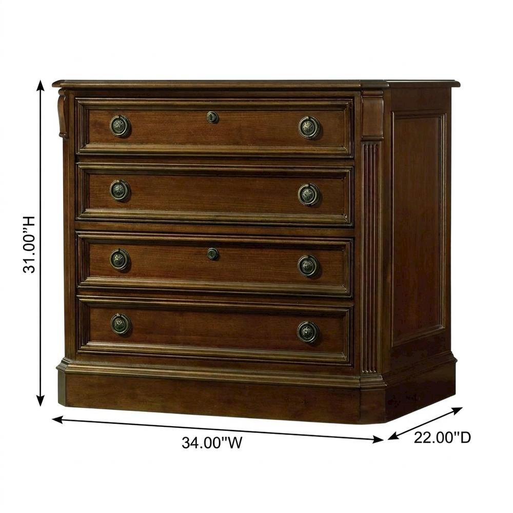 Cherry Veneer Lateral File Cabinet, Traditional, Brown. Picture 5