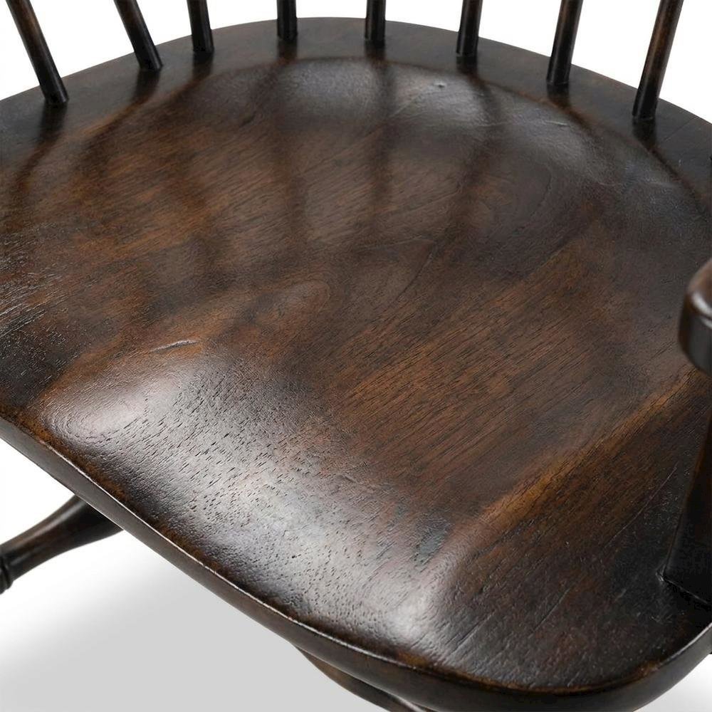 Wood-Frame Spindle Arm Chair for Kitchen and Dining Room, Black. Picture 6