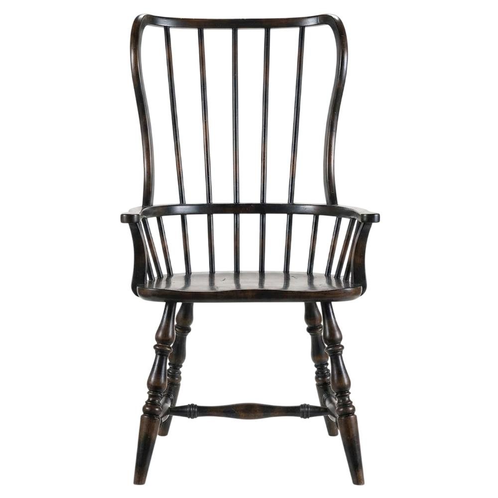 Wood-Frame Spindle Arm Chair for Kitchen and Dining Room, Black. Picture 1