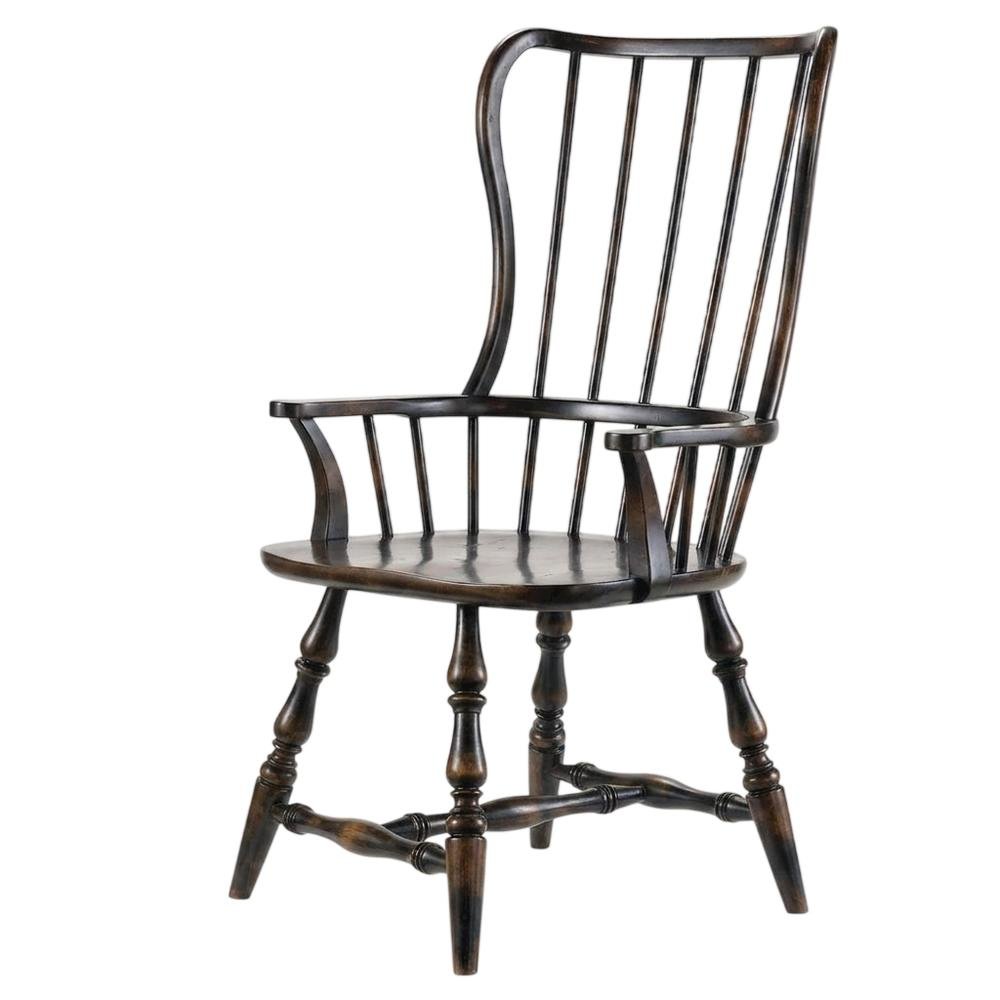 Wood-Frame Spindle Arm Chair for Kitchen and Dining Room, Black. Picture 4