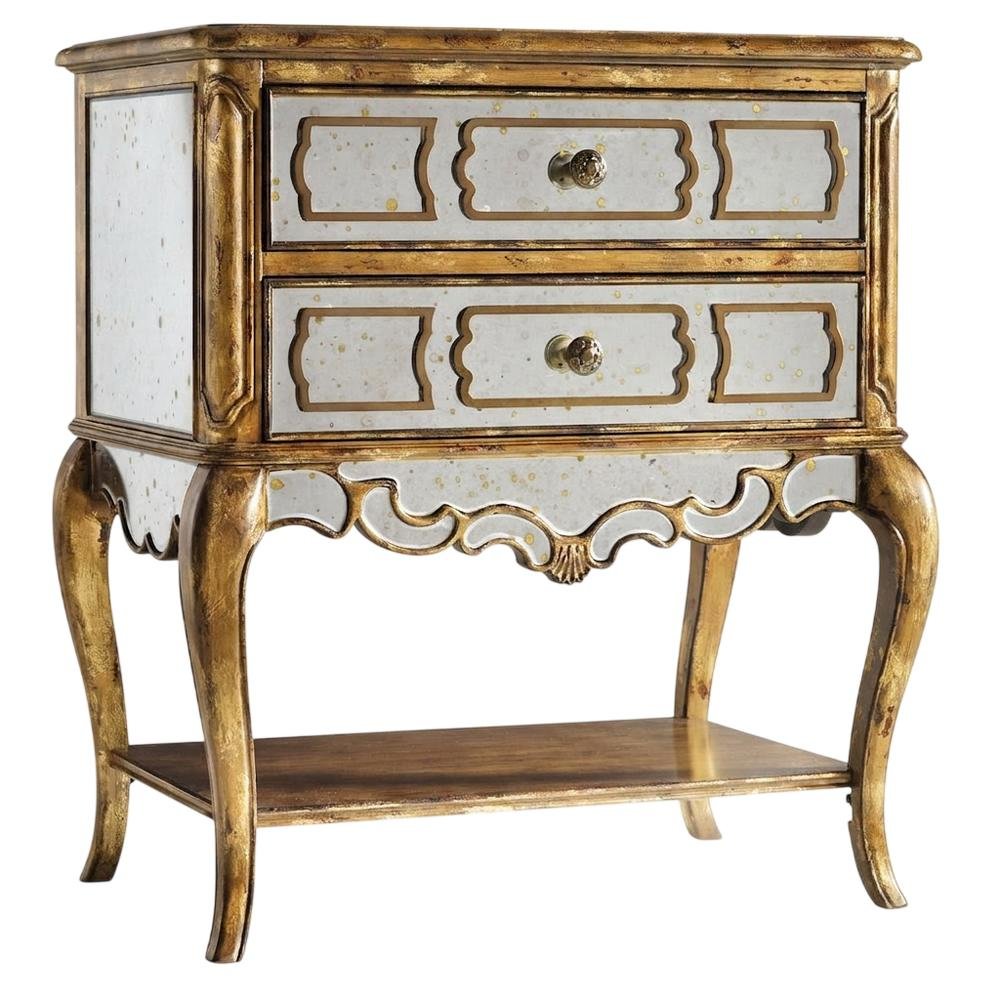 Birch Veneer Nightstand, Gold. Picture 1
