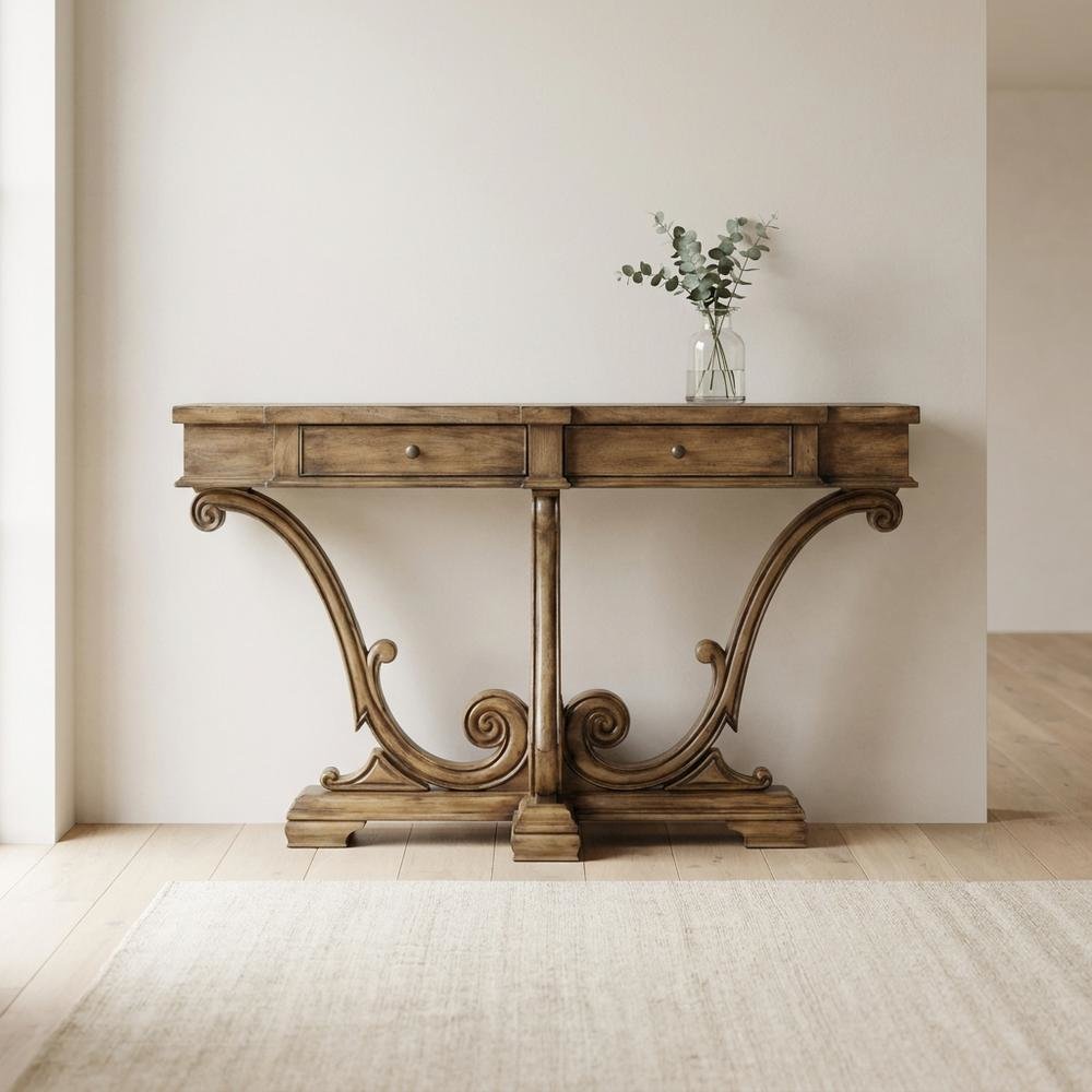 Primavera Maple Veneer Console Table, Narrow Entryway Table Sofa Table, Brown. Picture 3