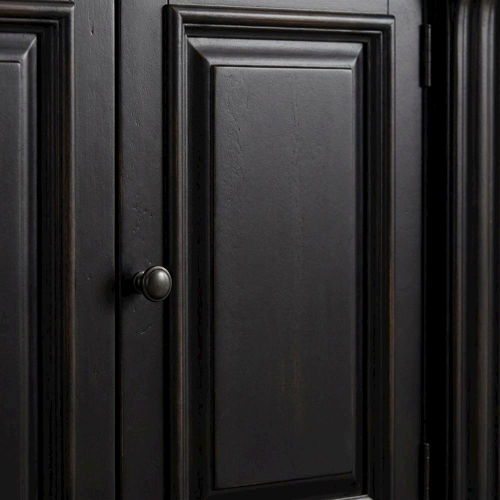 Cherry Veneer Tall Bookcase with Open Shelves, Black. Picture 6
