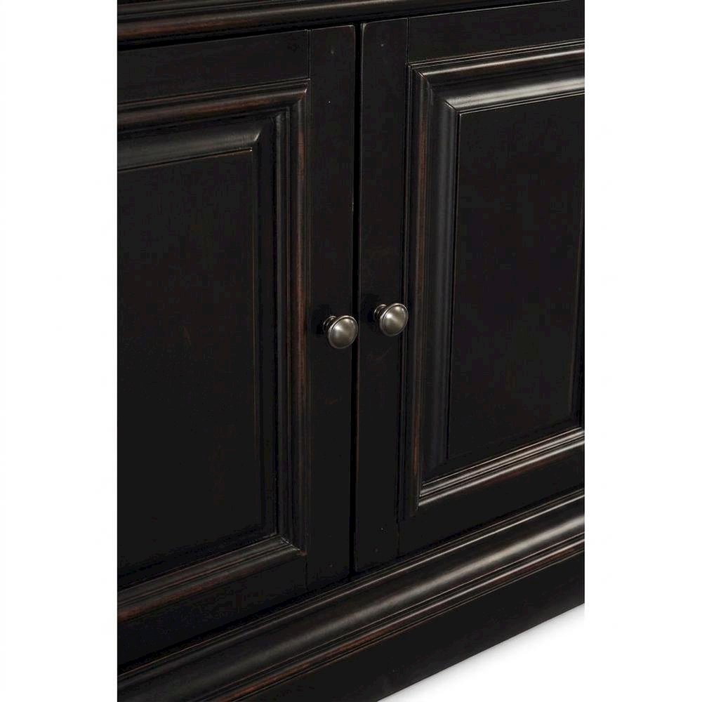 Cherry Veneer Tall Bookcase with Open Shelves, Black. Picture 7