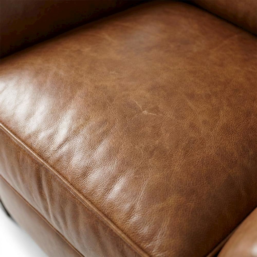Shasta Aniline Top Grain Leather Recliner Chair with Fixed Arms, Brown. Picture 4