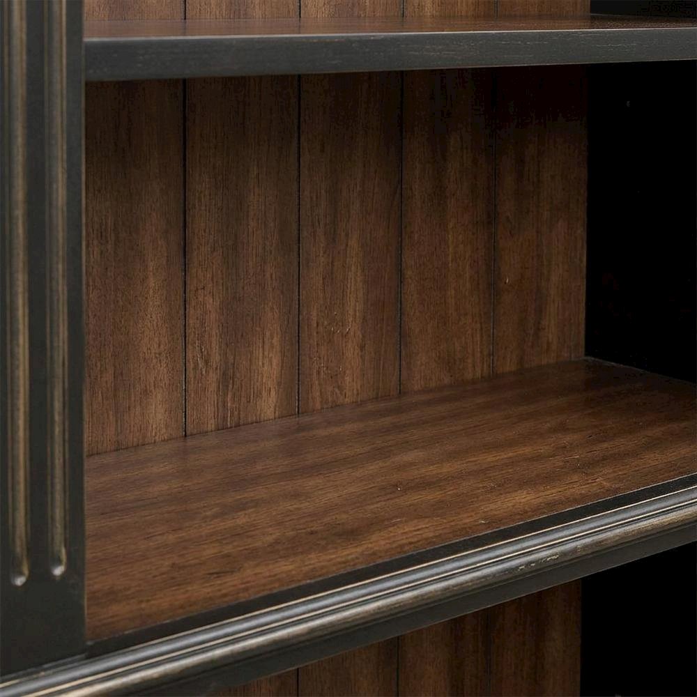 Wood Veneer Tall Bookcase with Display Shelves for Office and Living Room, Black. Picture 6