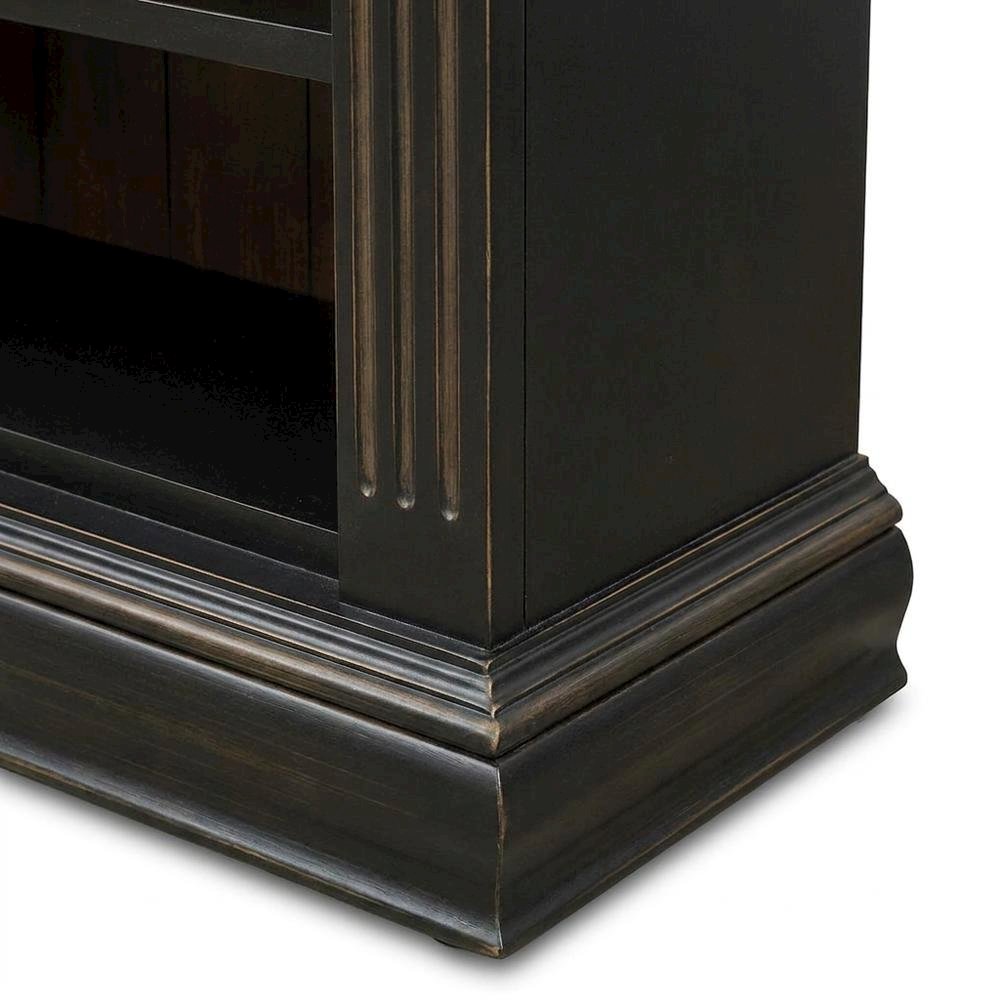 Wood Veneer Tall Bookcase with Display Shelves for Office and Living Room, Black. Picture 7