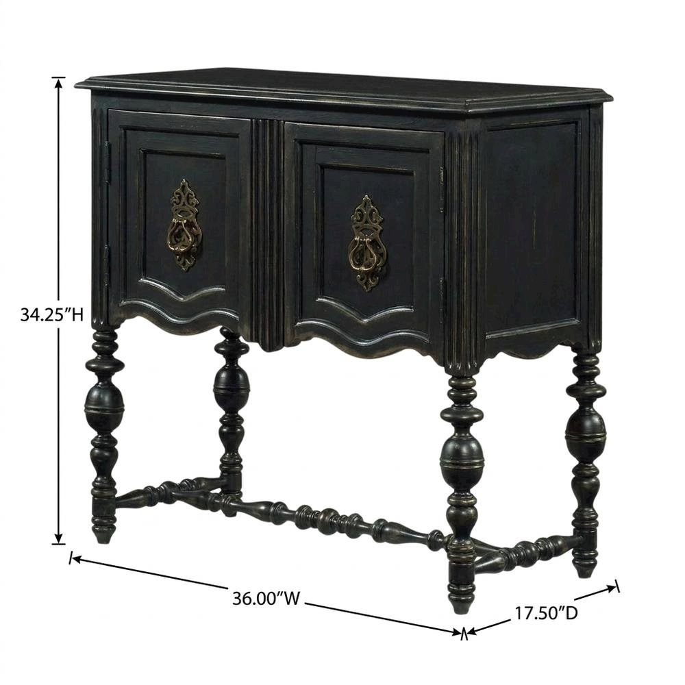 Birch Veneer Storage Chest with Distressed-Finish Detail for Entryway, Black. Picture 5