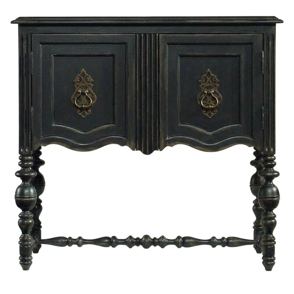Birch Veneer Storage Chest with Distressed-Finish Detail for Entryway, Black. Picture 1