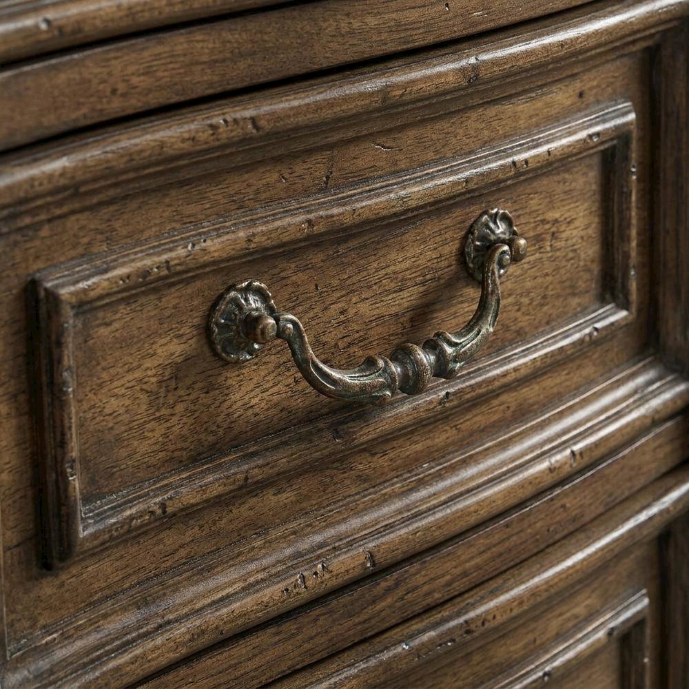 Pecan Veneer Wide Dresser, Traditional Rustic Finish with Storage, Brown. Picture 6
