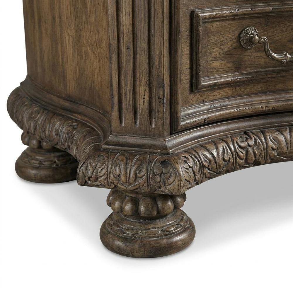Pecan Veneer Wide Dresser, Traditional Rustic Finish with Storage, Brown. Picture 7