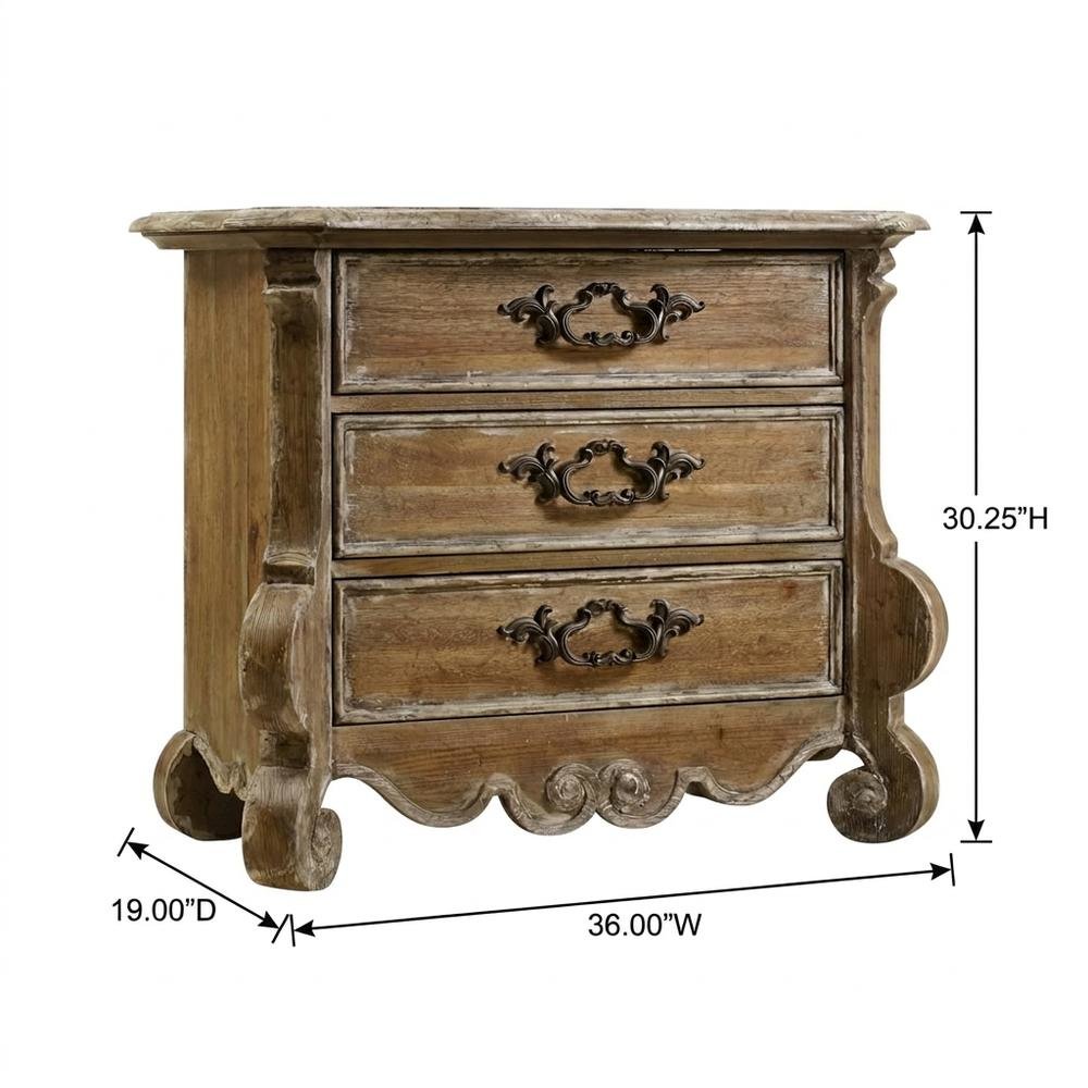 Pecan Veneer Nightstand with Drawers and Antique Mirror with Storage, Brown. Picture 5