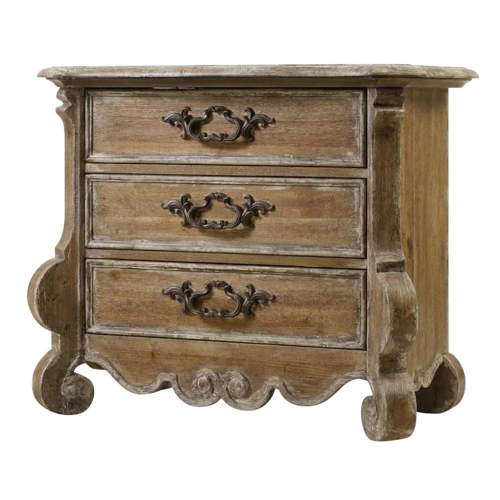 Pecan Veneer Nightstand with Drawers and Antique Mirror with Storage, Brown. Picture 4