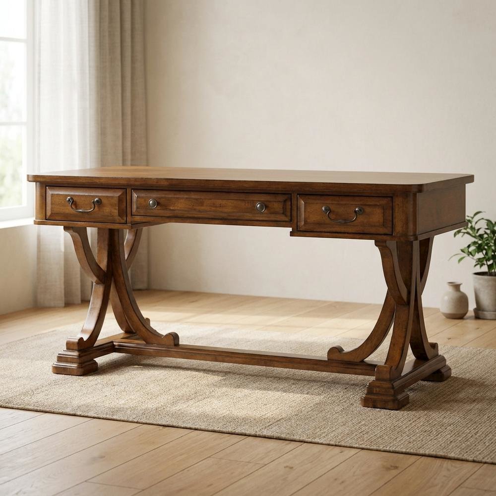 Alder Veneer Writing Desk, Brown. Picture 2